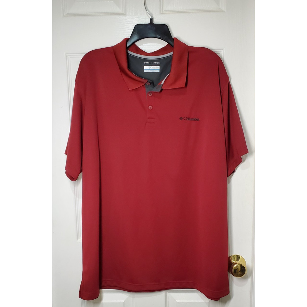 Columbia Men’s XXL Omni‑Wick Polo Shirt Red Performance Golf Activewear 2XL